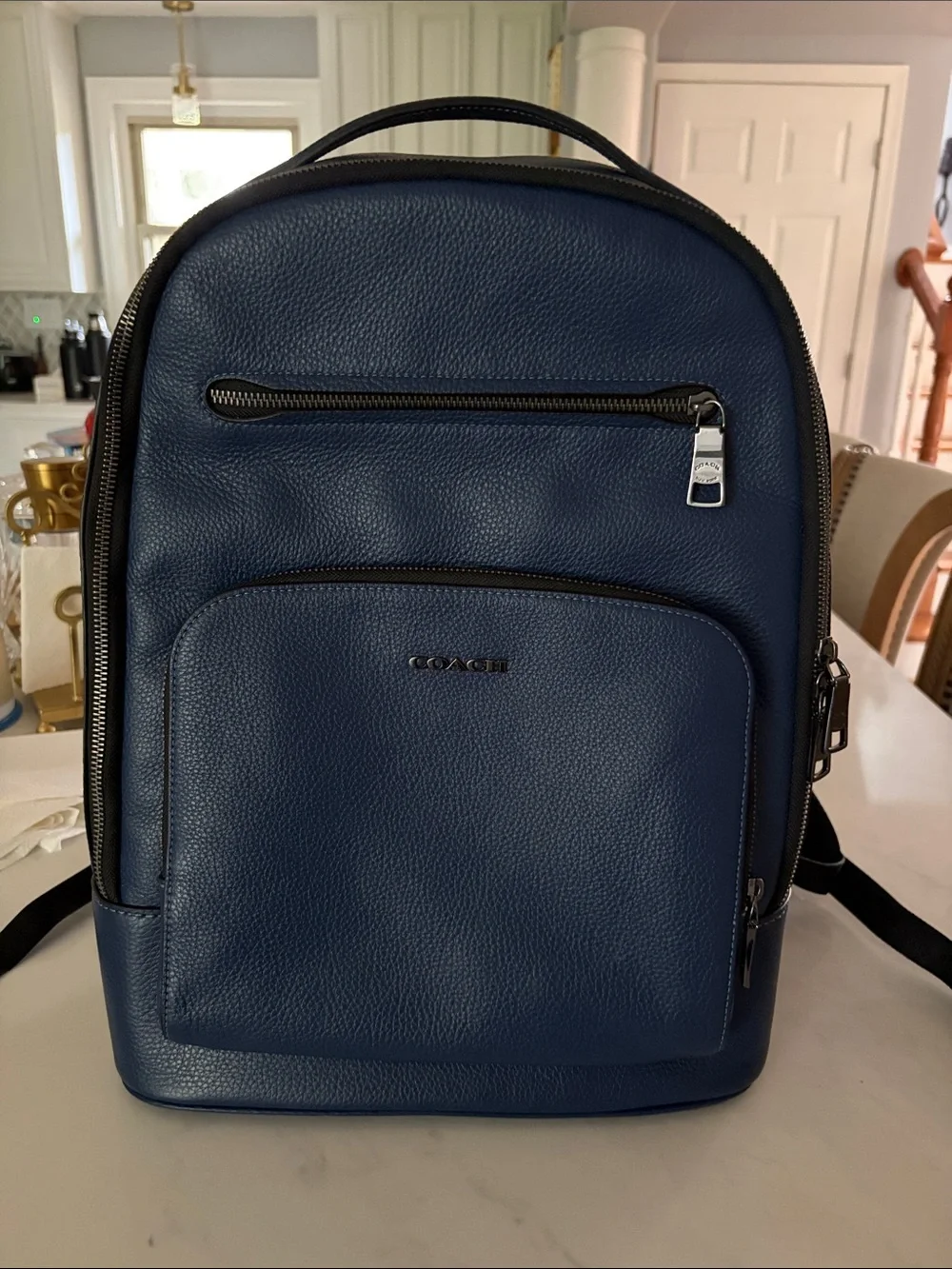 Coach Men’s Blue Pebbled Leather Backpack